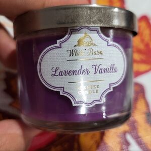 Bath Body Works White Barn LAVENDER VANILLA Mini Candles, lids, 1.3 oz.